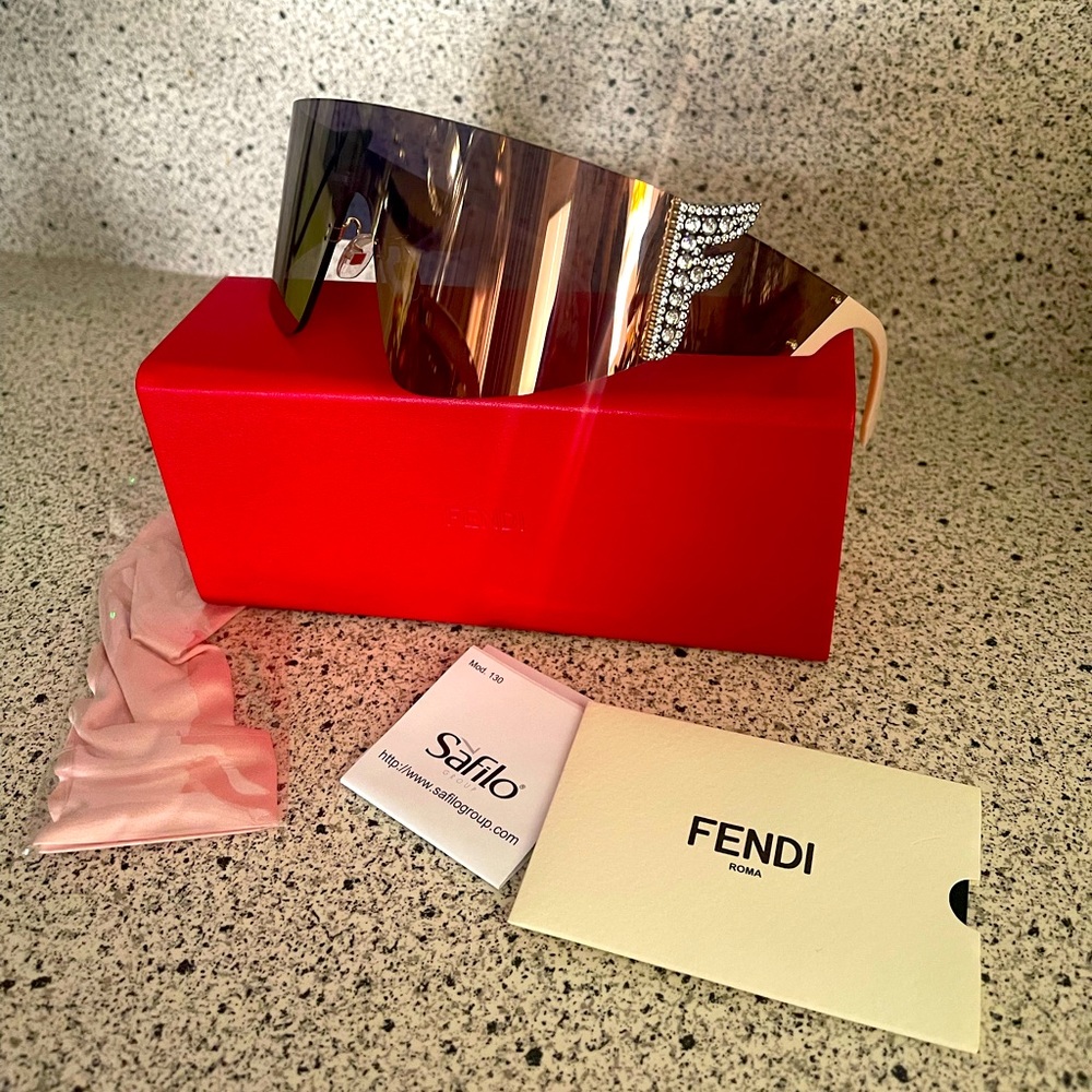 Fendi Pink Grey Ff0382/S - 035j Shield Sunglasses.